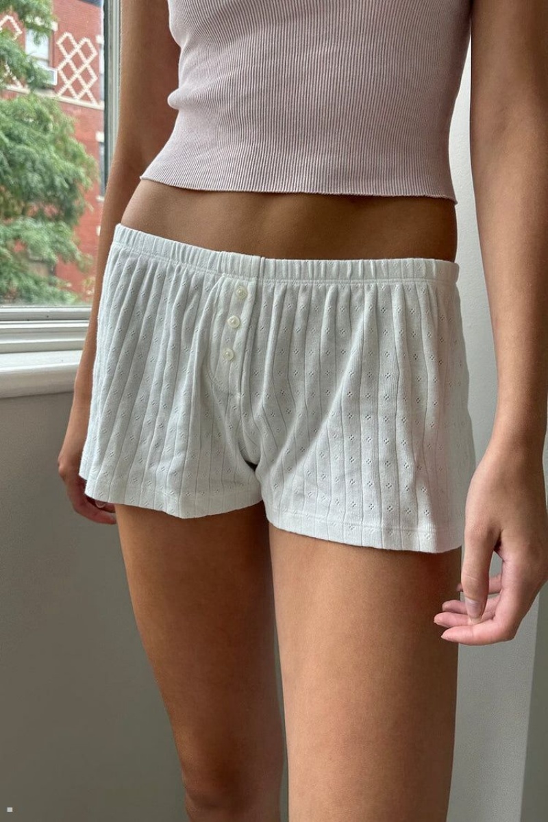 Short Jogging Brandy Melville Keira Eyelet Blanche | VXE-99859046